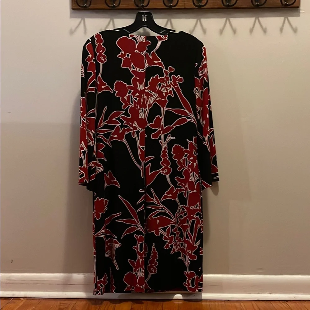 Lauren Ralph Lauren Black and Red Sheath Dress Crew Neck - Picture 2 of 15